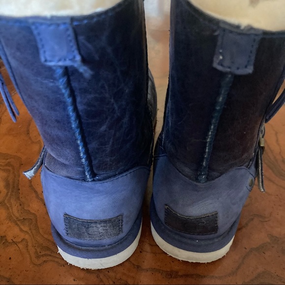 UGG boots, size 7, navy blue with embellishments on buckle, gently used - Picture 4 of 8
